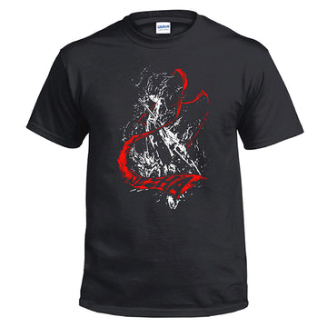 2019 Película Ne Zha Cosplay Camiseta Estampada de Color Negro para Adultos Unisex